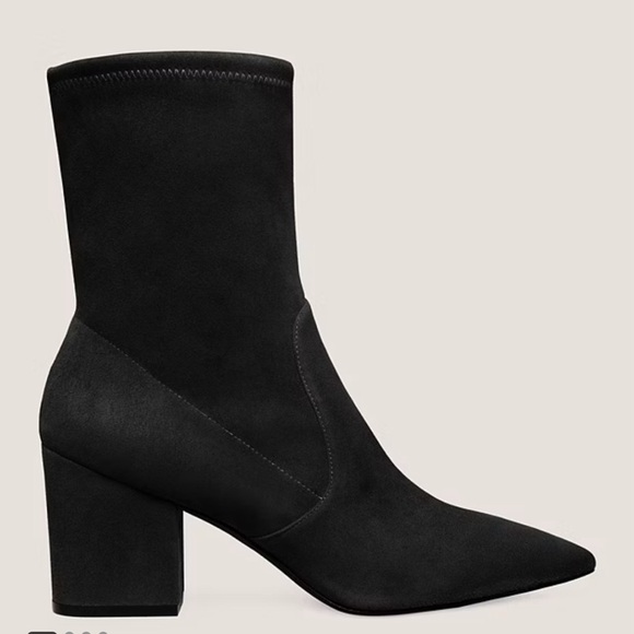 Stuart Weitzman Avenue 75 Block Sock Bootie Black Suede Size 8.5M NEW IN BOX